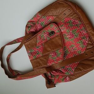 UO Mixed Media Cotton Shoulder Tote